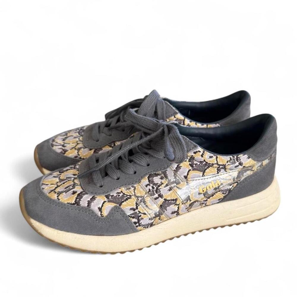 Gola Vancouver Classics Womens Gray Print Sneakers Sz 7 Fairycore Boho Leather